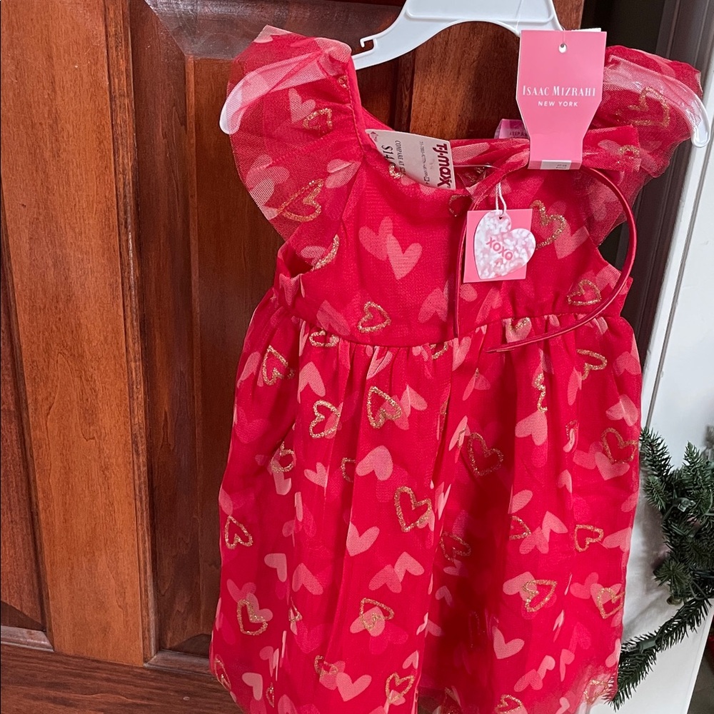 Isaac Mizrahi Red and Gold Heart Dress